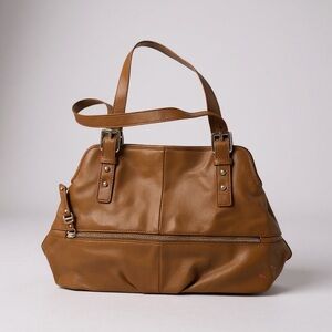 B. Makowsky Brown Pebbled Leather Shoulder Purse/Handbag